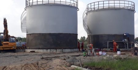 xây dựng bể sắt thép chứa xăng dầu
